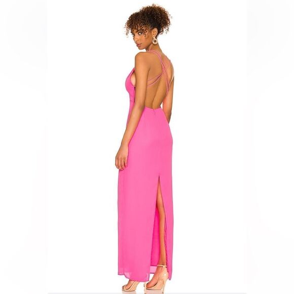 Superdown Lucinda Strappy Maxi Dress in Hot Pink strappy wedding party Revolve - Picture 3 of 12